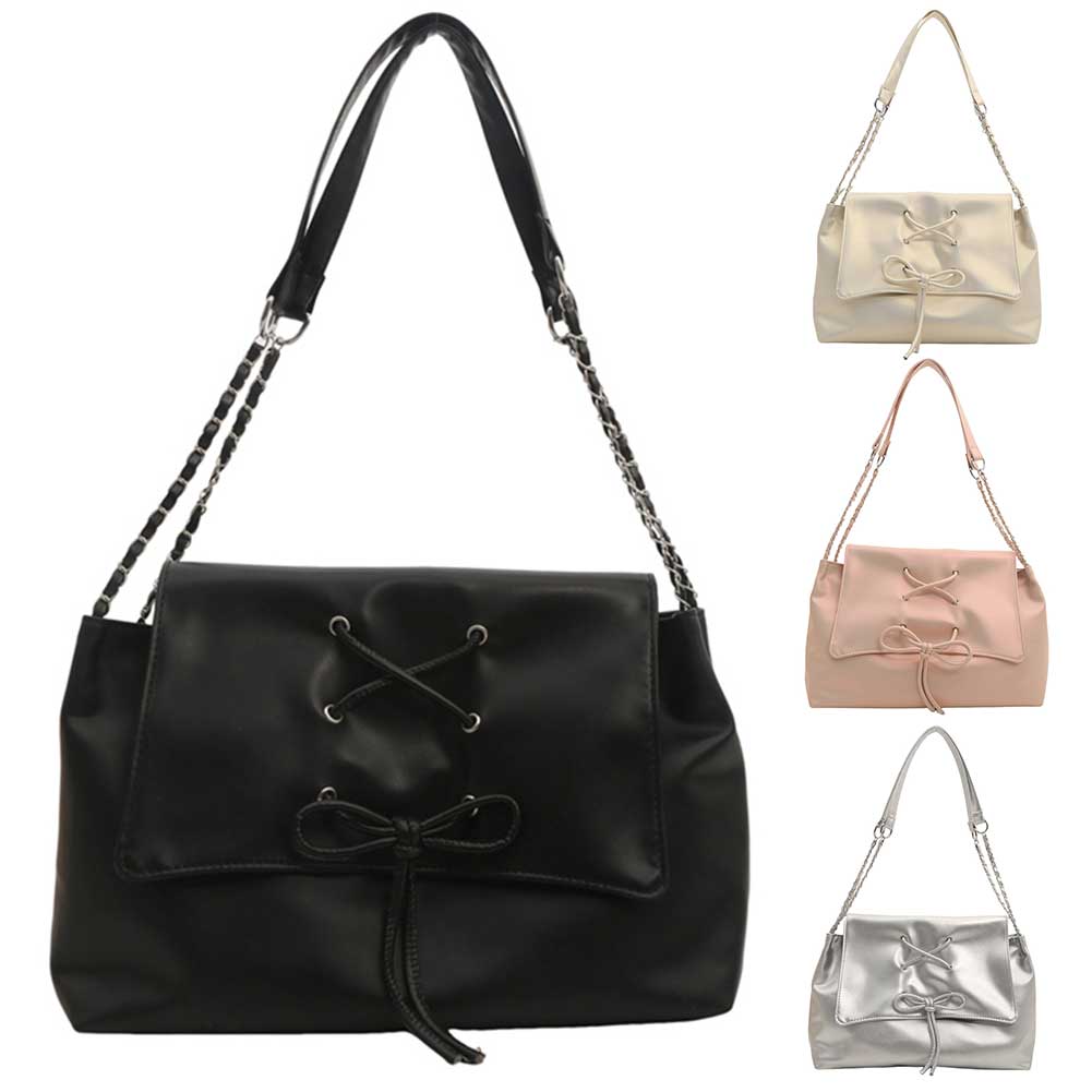 Women Fashion Underarm Bag Large Capacity Bow Flap Shoulder Bag Stylish Messenger Bag Chic Hobo Bag for Outdoor Travel