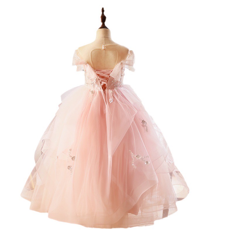 2024 pink Ball Gown Flower Girl Dresses sequined Ruffles Combined Colorful Hand Made Floral Baby Pageant Gowns Customize First Communion Party new sex