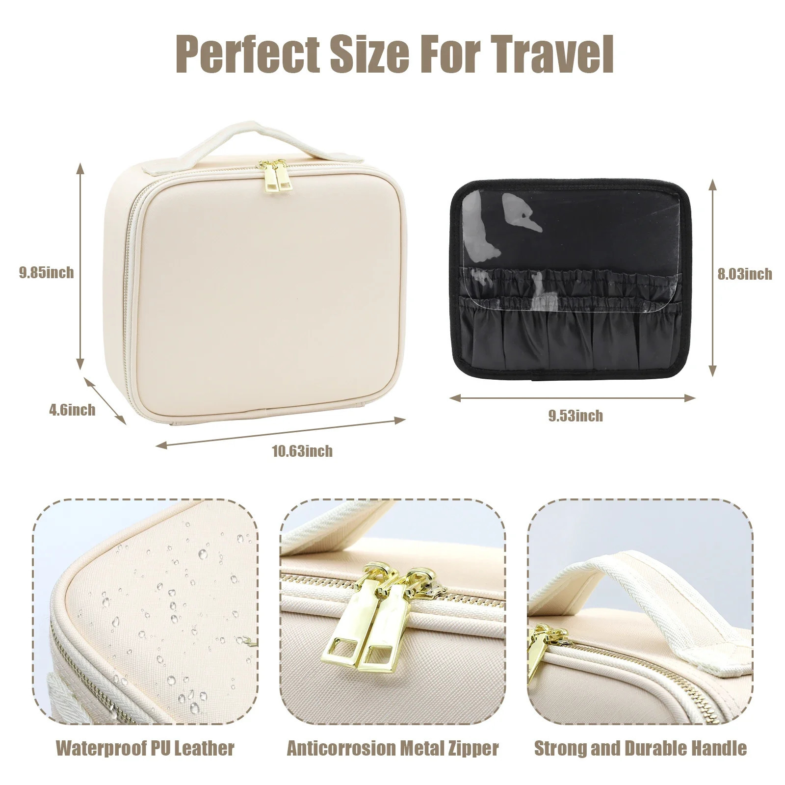 LED travel makeup bag with mirror portable waterproof makeup organizer makeup box womens birthday gift 241106