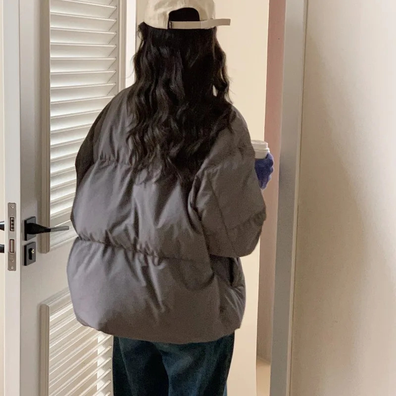 Womens jacket white down fashionable stand collar solid windproof duck down womens down jacket winter brown short 241107