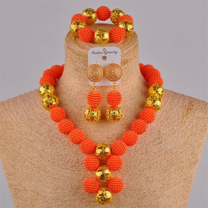 Majalia Yellow African Wedding Jewelry Nigeria Fashion Wedding African Plastic Bead Jewelry Set HH-04 241106