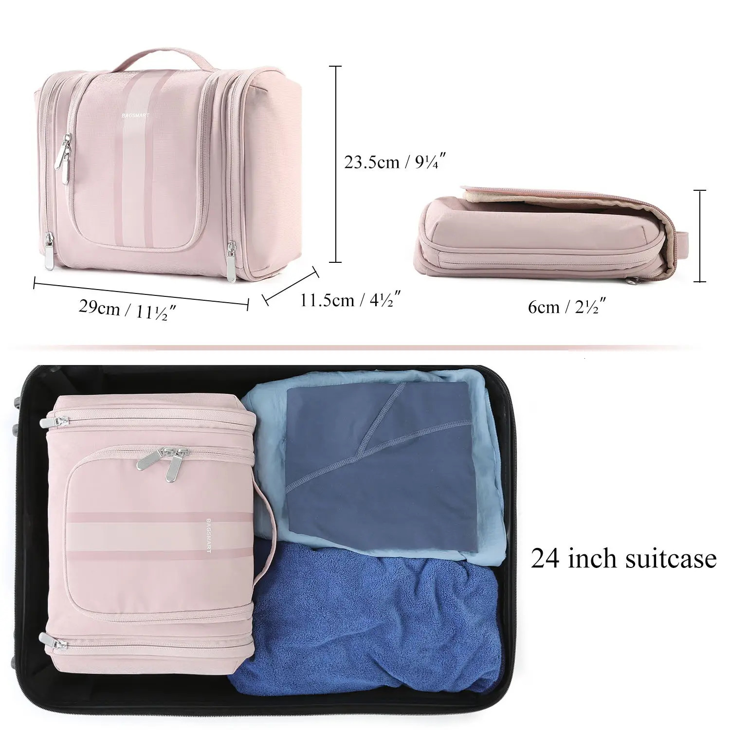 Ladies travel toilet organizer waterproof makeup bag with hook 241106