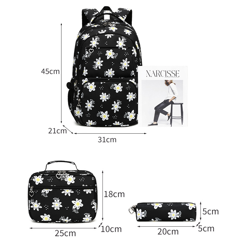 3 Pcs Set Children's Backpacks Cute Student School Bag for Teenage Girls Waterproof School bags With Lunch bag Pencil Case