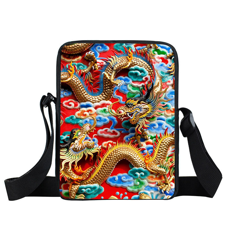 Blue Fire Snake / Chinese Dragon Messenger Bag Women Crossbody Bag Ladies Shoulder Bags for Travel Girls Satchel Bookbag