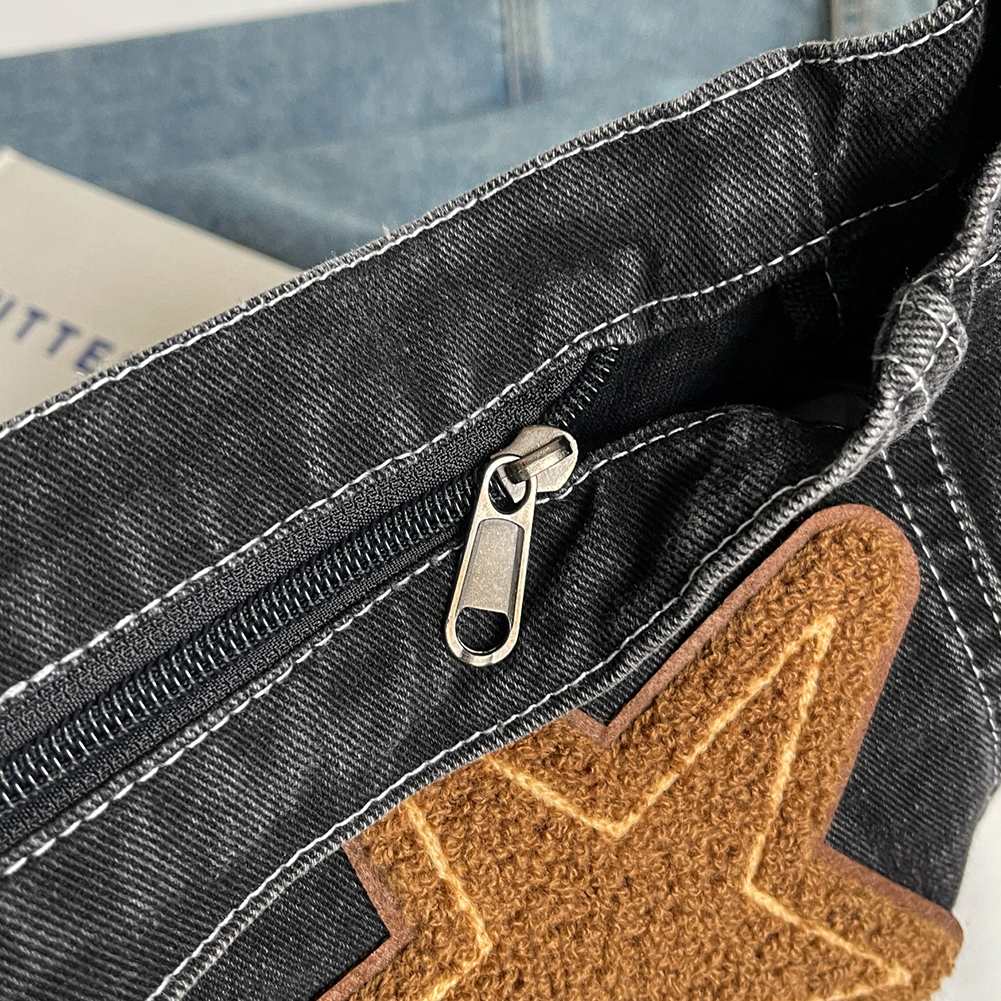 Star Denim Shoulder Bag Multi Pocket Tote Bag Trendy Crossbody Bag Retro Hobo Bag Large Capacity Messenger Bag for Women
