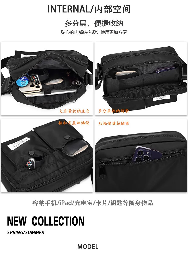 Men Handbag Chest Bag Japanese Style Fashion Messenger Nylon Cloth Single Shouler Waterproof Crossbody Casual 241106