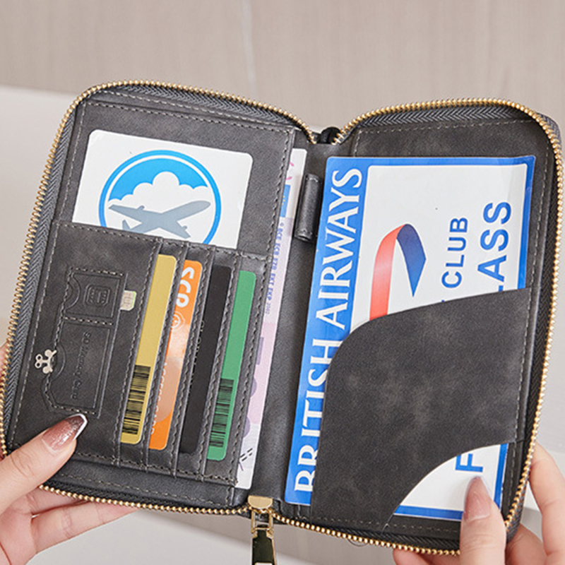 Fashionable and Portable Travel Passport CasePULeather Multi functional Credit Card Passport Bag Neutral Travel Accessories