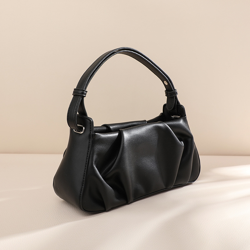 French Style Simple Handbags Fashion Solid Color PU Pleat Cloud Bags Lady Casual Versatile Shoulder Bag Sac Femme Bandouliere