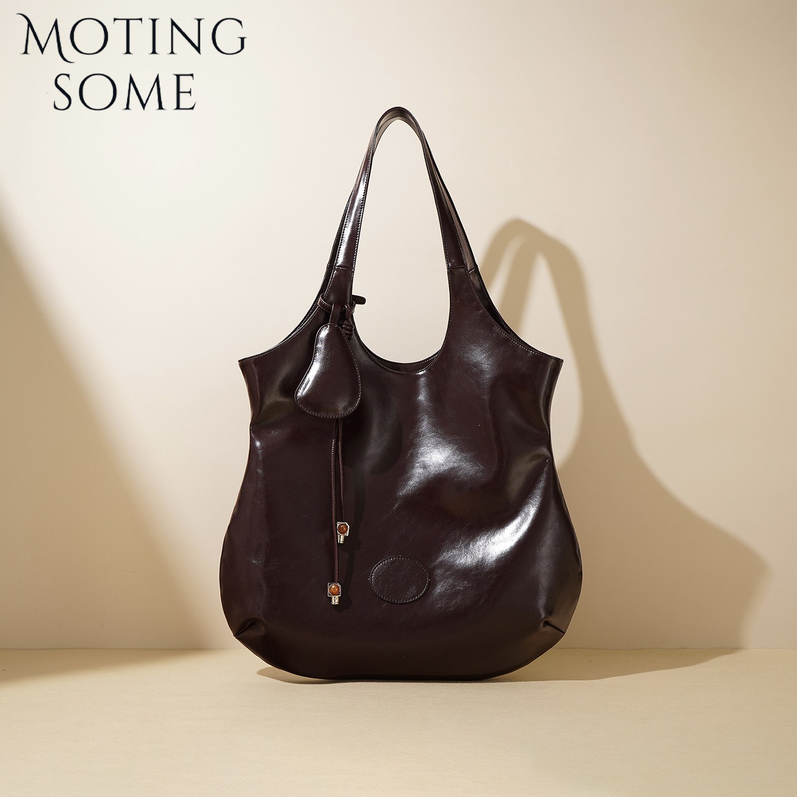 Motingsome New Retro Style Shoulder Bag for Women Luxury 100% Cow Hide Leather Handbag Vintage Lady Large Capacity Bucket 2024