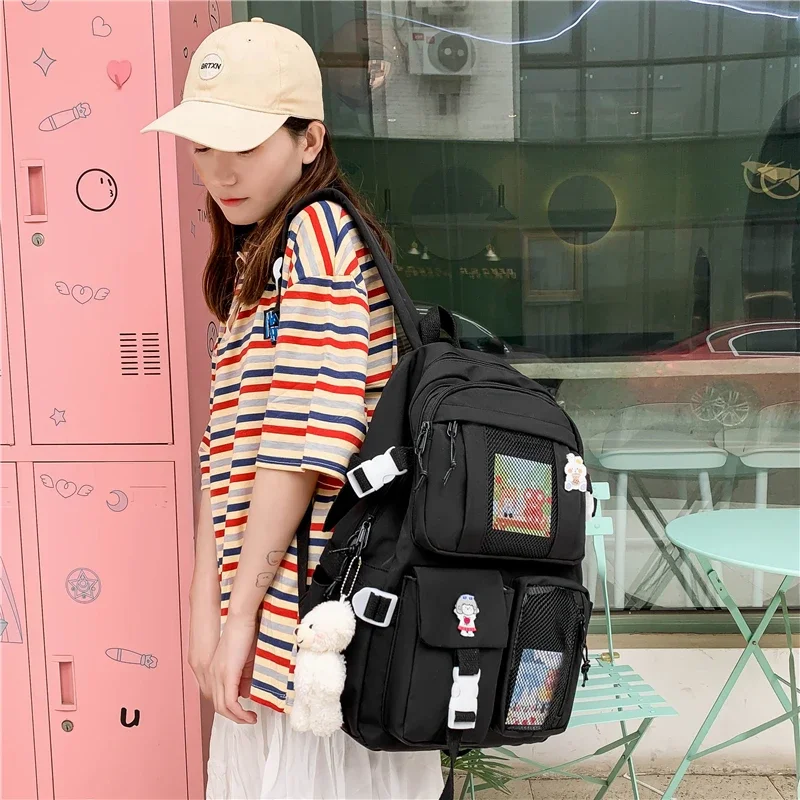 Female Student Backpacks for Women Black School Bags Cute Girls Waterproof Rucksack High Quality Oxford Bookbags Casual Backpack