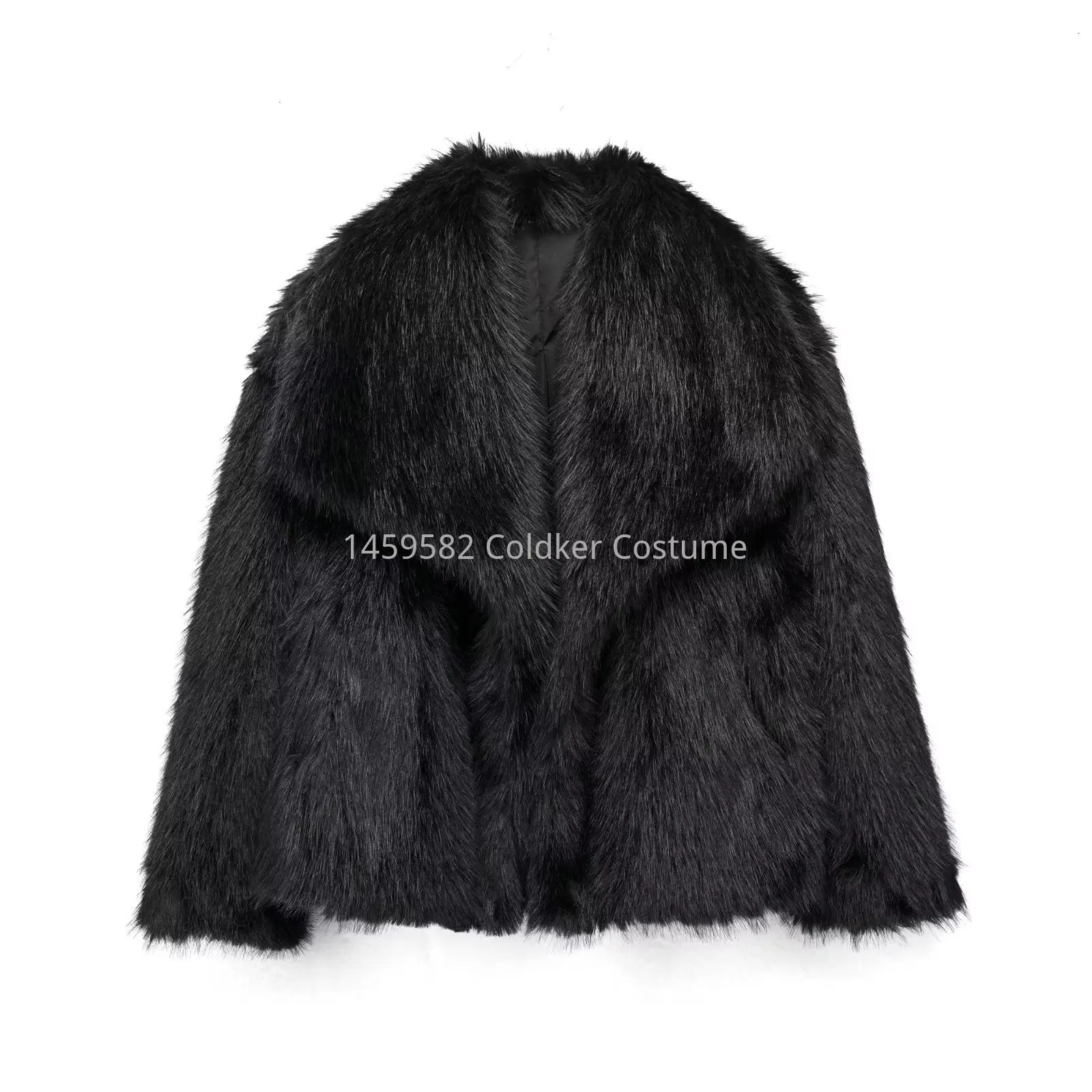 Womens fashionable cut synthetic fur leather jacket long sleeved front snap button womens jacket fashionable lapel thick warm jacket 241107