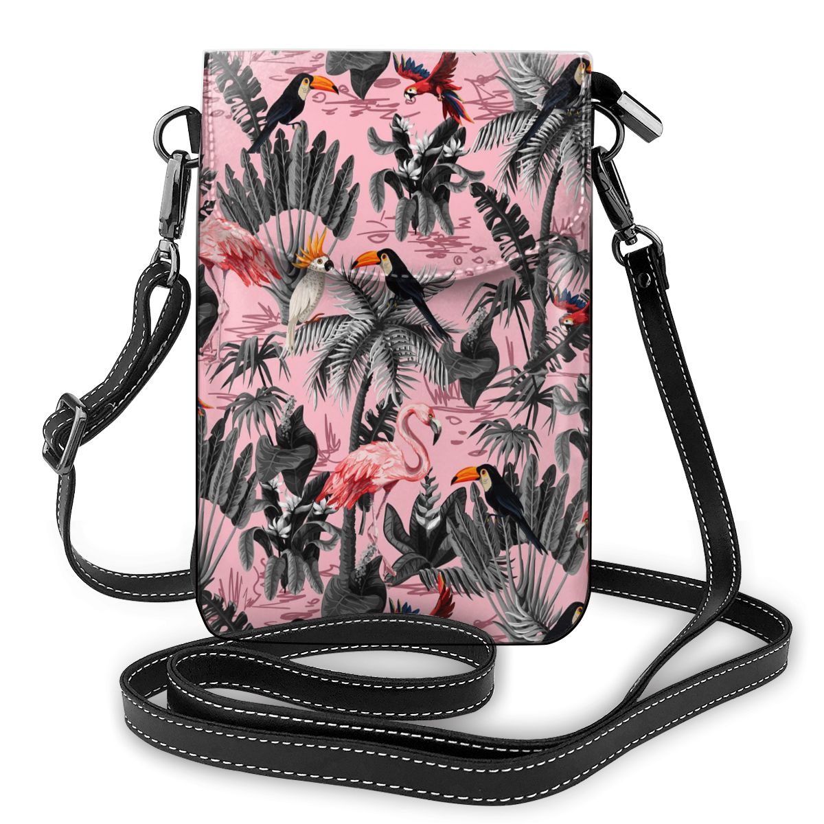 Tropical Plant Pattern Designers Women Messenger Bags Females Phone Bag Leather Crossbody Shoulder Bag Handbag Satchel