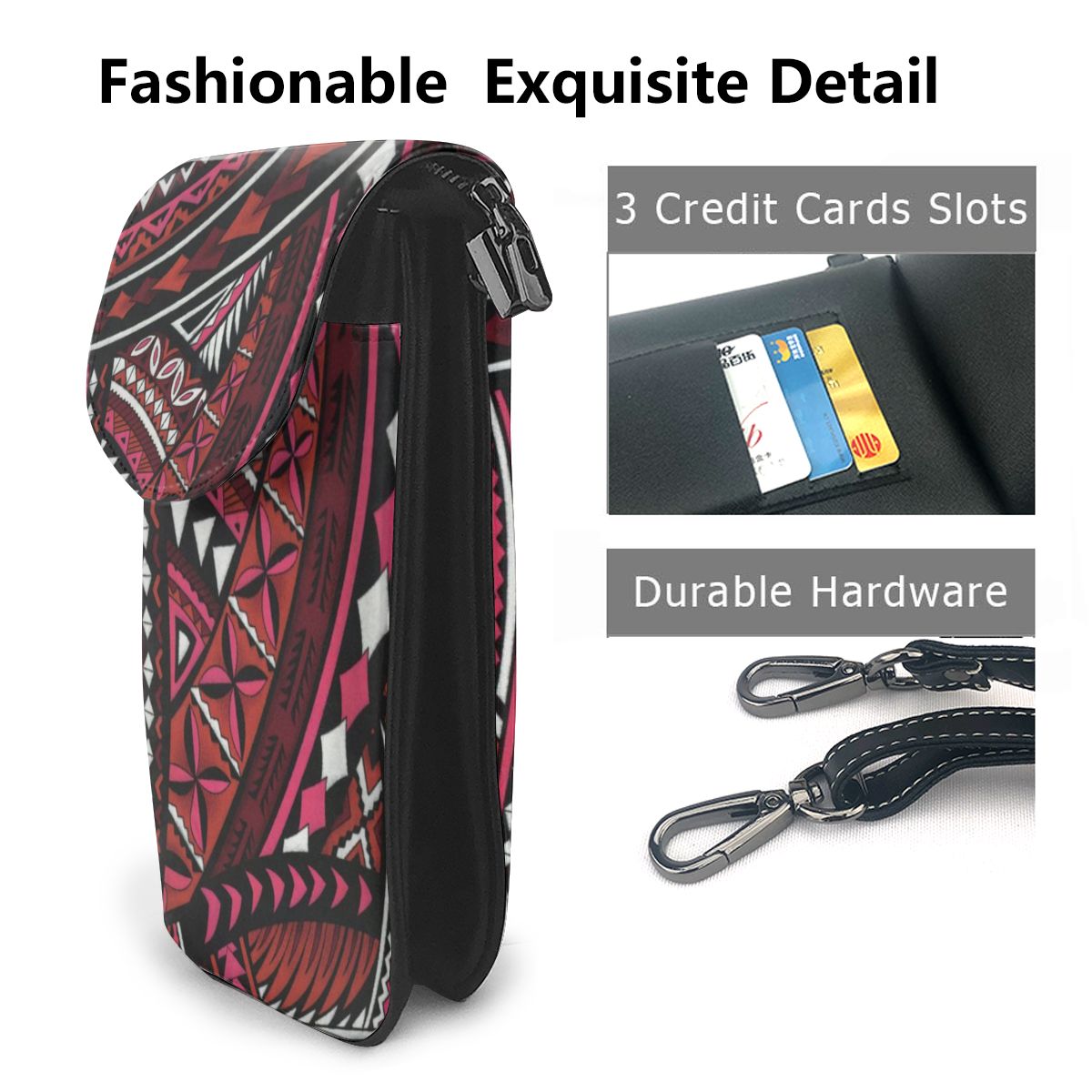 NOISYDESIGNS Fashion Polynesian Shoulder Crossbody Bag for Women Ladies Leather Card Cell Phone Coin Purses Female Messenger Bag