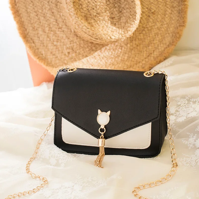 Bags for Women Luxury Designer Cover Tassel Chain Shoulder Small Square Bag Messenger Crossbody Bag Pearl Cat