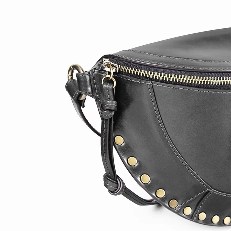 Rivet Decoration Woman Crossbody Bag Genuine Leather Metal Rivet Bag Women Shoulder Bag Female Chest Bags Sac A Mian