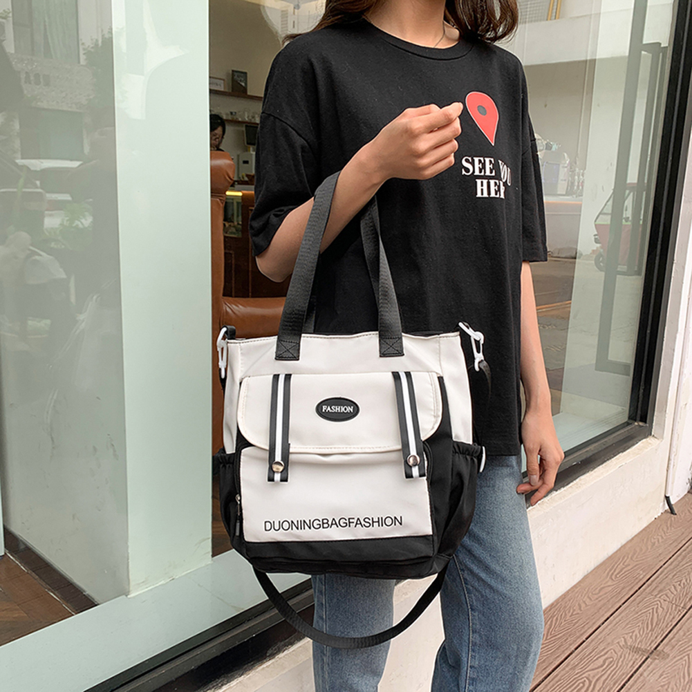 Colorblock Top Handle Bag Large Capacity Students Bookbag Shoulder Purse for Women Teen Girls Students