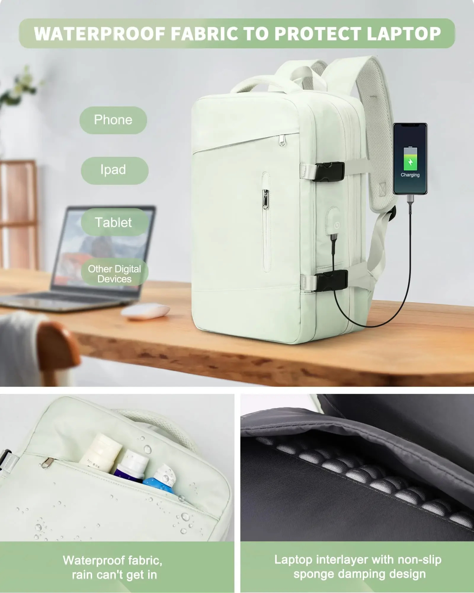 Super Charging Large Capacity Bags Business Multi functional Backpack Expandable Airplane Travel Backpack 241106