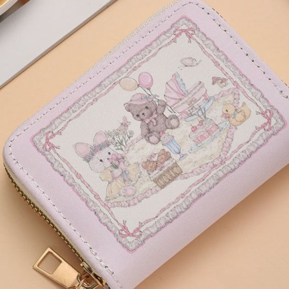 Leather Card Holder Fashion Anti Demagnetization Cartoon Card Bag Multi Slot Rabbit Small Wallet Girl