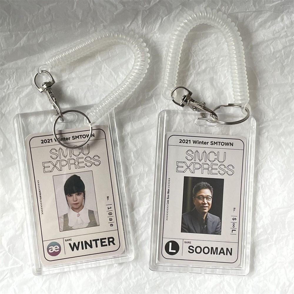 Transparent Acrylic Card Holder Horizontal/Vertical Photocard Holder With Keychain Spring Rope New Fashion Bus Card Protector