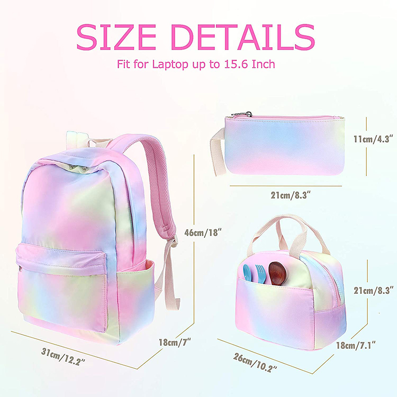 Cute Primary Girl Backpack Set Child Schoo Bag Korean Princess Waterproof Backpack For Teenager Lunch Boxes For Girls