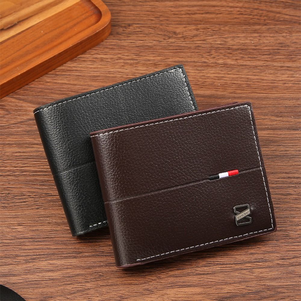 PU Leather Mens Short Wallet Fashion Multi-Card Slot Horizontal Coin Purse Money Bag Men