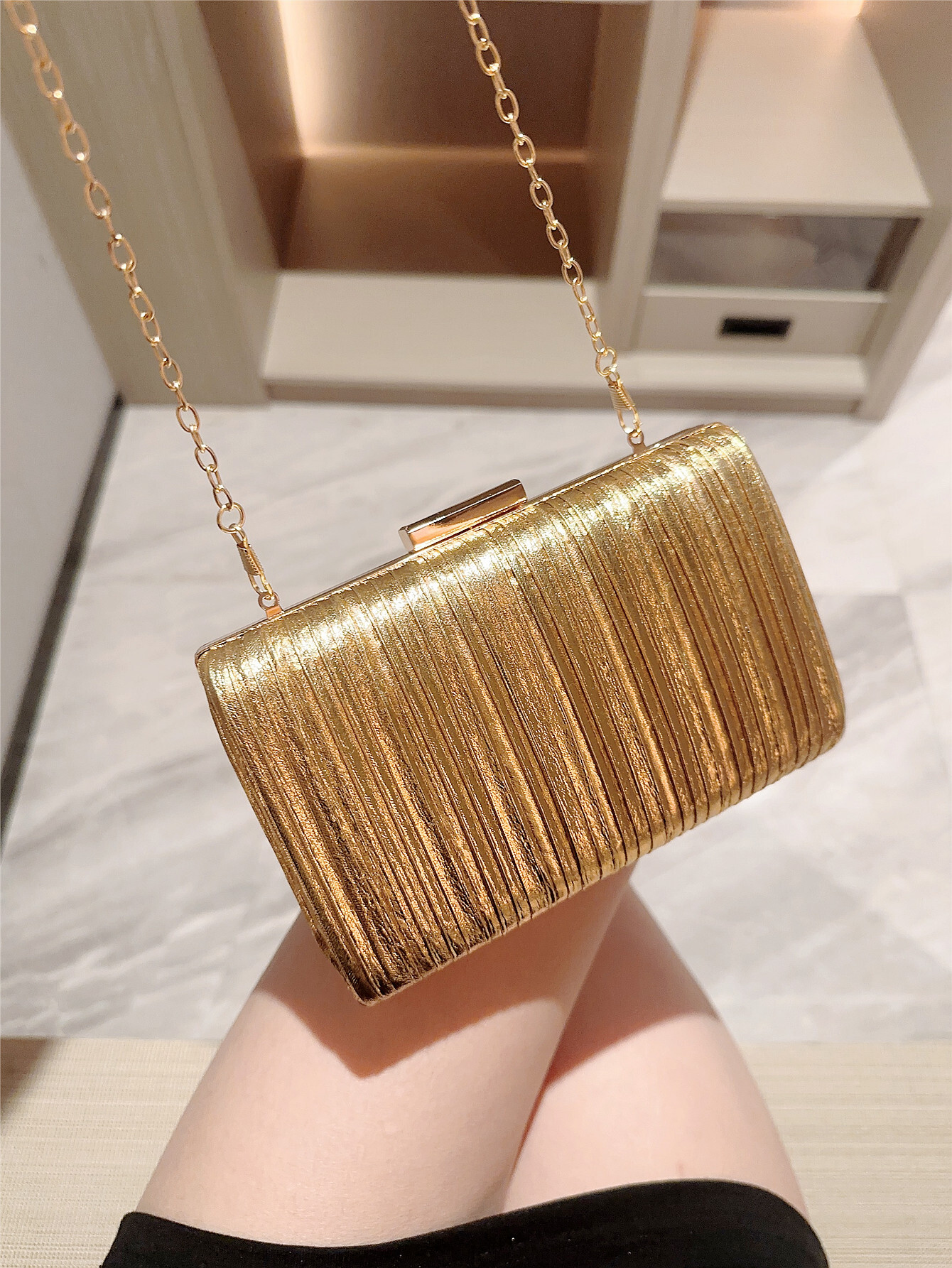 New High-end Banquet Tote Bag With Metal Brushed Texture For Women's Banquet Dress Wallet