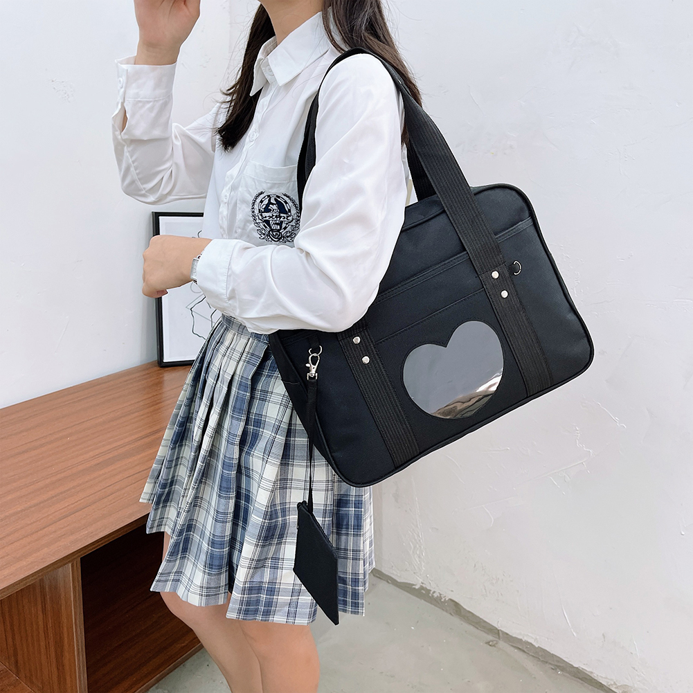 Japanese Love Heart JK School Uniform Bags Women's Student PU Handbag Cosplay Anime Shoulder Bag Large Capacity Handbags Totes