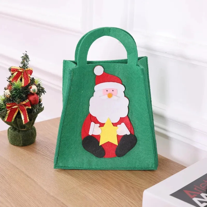 Felt Christmas Bag Santa Claus Gift Candy Handbag Snack Biscuit Storage Bag Reusable Mini Handbag Year Decoration 241107
