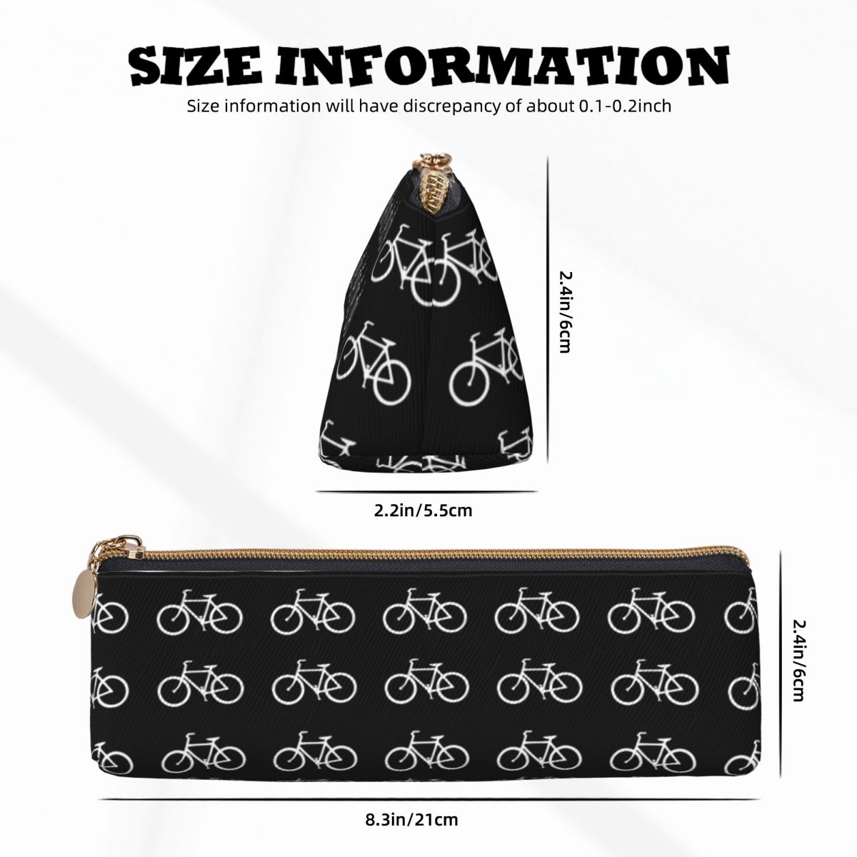 White Bicycles Leather Pencil Case Vintage Bikes Back to School Boy Girl Pencil Box Vintage Large Capacity Triangle Pen Pouch