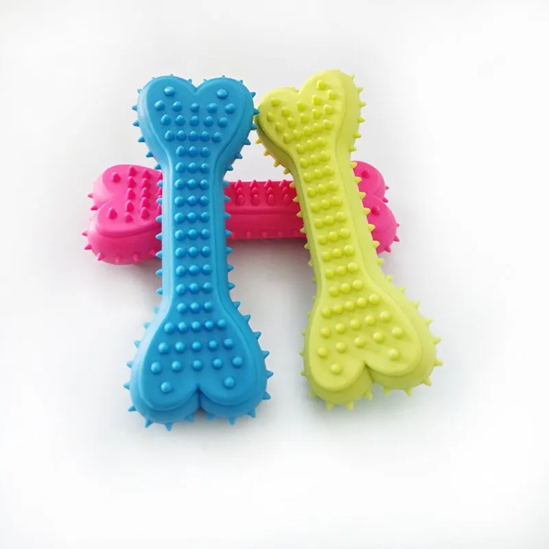 Pet Chew Toy Soft Rubber Bite-resistance Bone Shape Teeth Grinding Chewing Toys for Small Dogs Training Pet Supplies