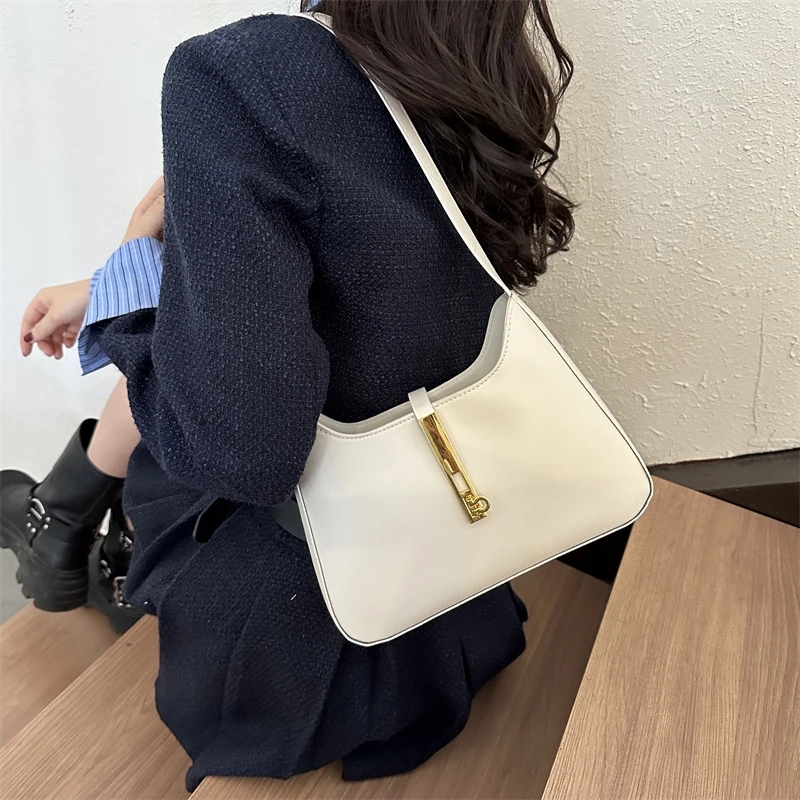 Luxury PU Leather Shoulder Bag for Women Casual Solid Color Design Handbags Brand Purse 2024 Fashion Shopper Clutch Women's Bags