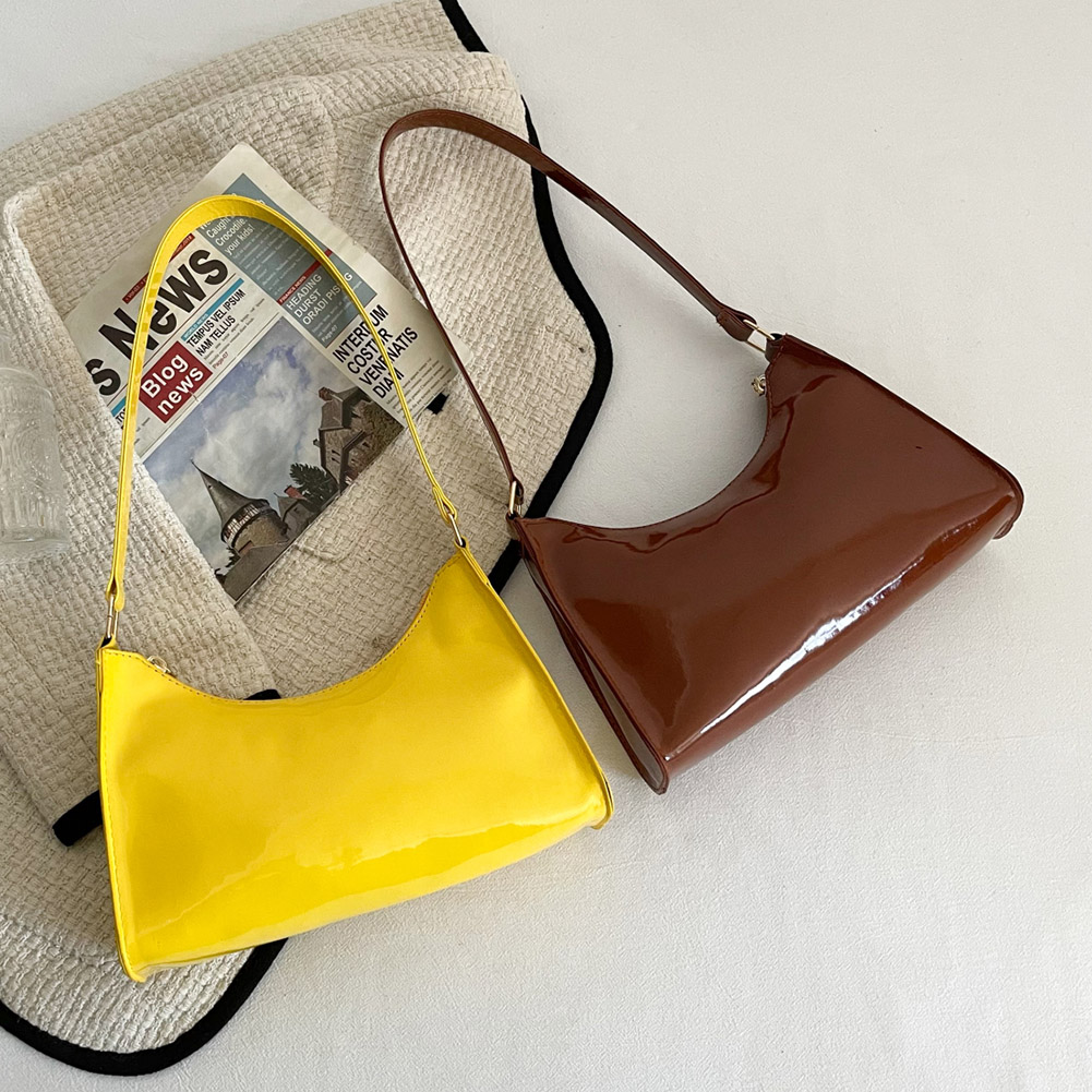 Shoulder Bag PU Leather Lady Elegant Purse Fashion Solid Color Portable Exquisite Casual Simple Bright Face for Weekend Travel