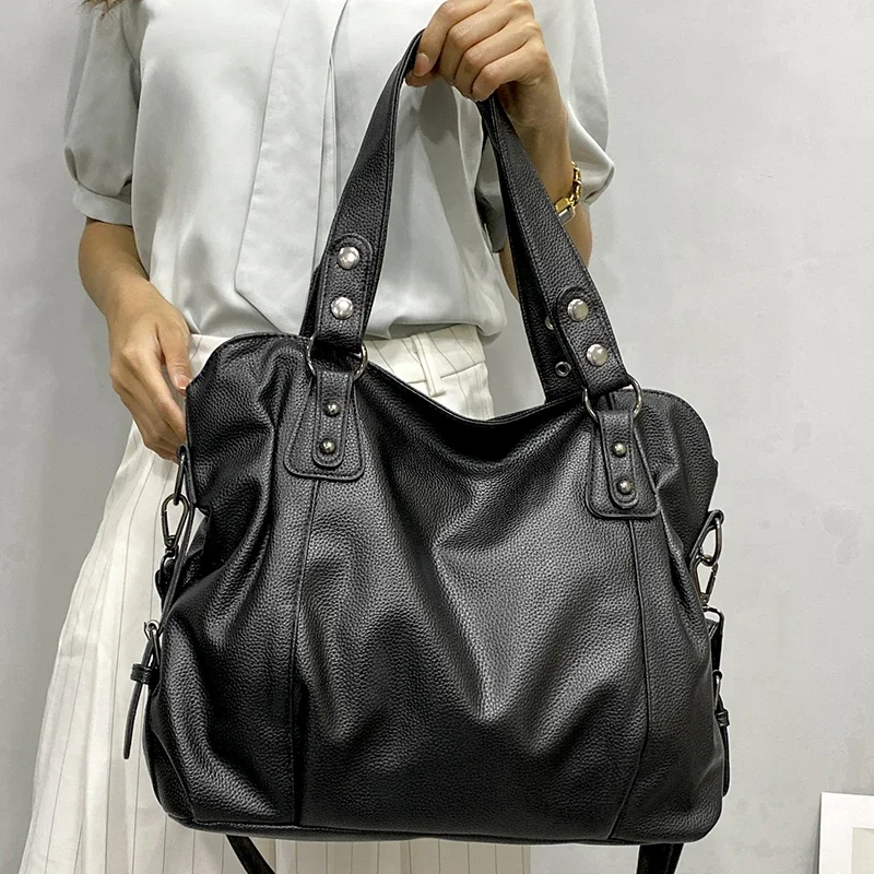 Women's Large Hobos Shoulder Bag Quality Pu Leather Retro Sweethearts Handbags Commuter Shopper Travel Female Crossbody Bags Sac