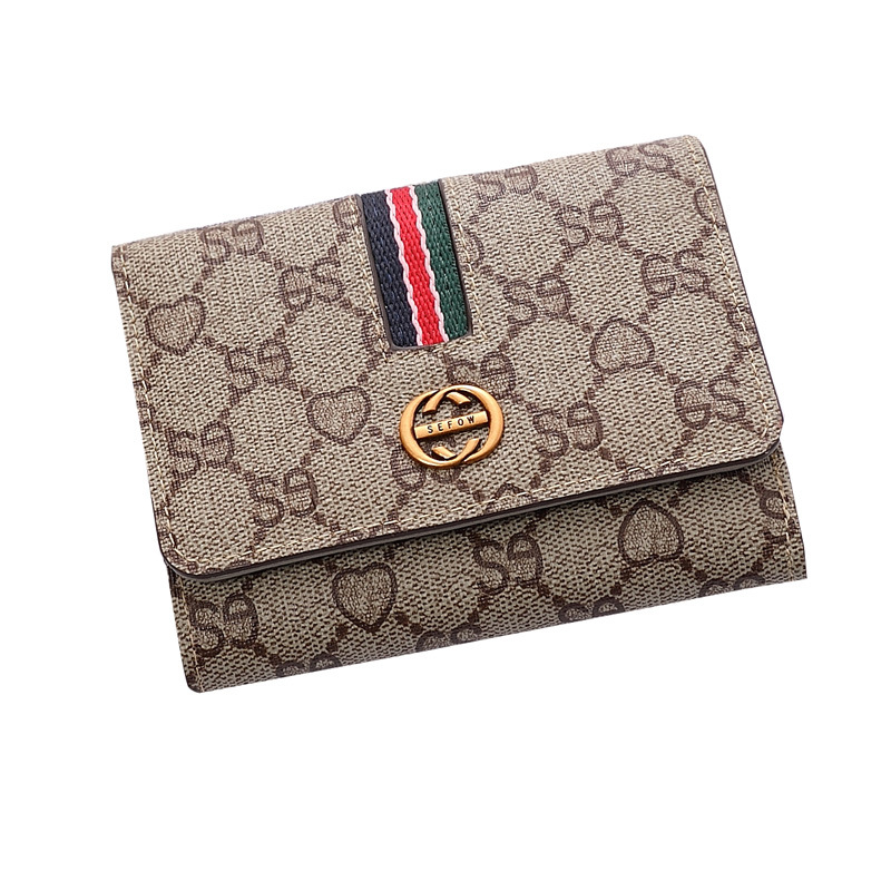 Luxury Style Women Short Wallet 2025 New Designer Inspired Small Thin Leather Purse Fashion Printed Folding Card Holder Coin Pocket Elegant Versatile