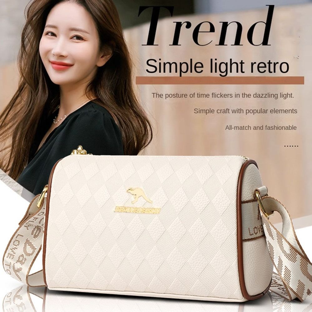 Ladies Plaid Shoulder Bag Large-capacity Crossbody Bag Fashionable and Versatile Cylindrical Bag Mom Bag Hand Bag Commuting Bag