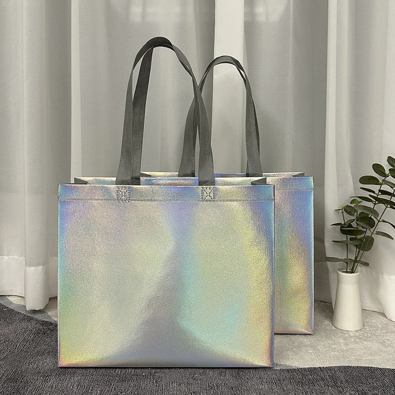 20 pieces/laser shoulder bags shoe shopping bags high-end non-woven bags shopping mall bags clothing packaging bags 241106