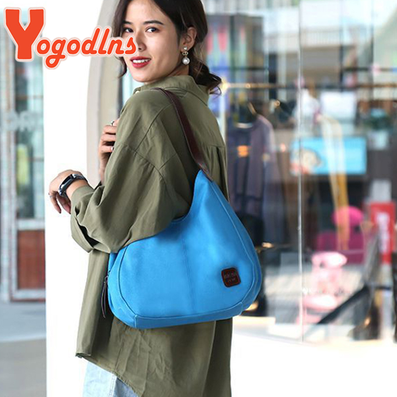 Yogodlns Vintage Canvas Handbag Women Large Capacity Shoulder Bag Casual Handle Bag New Fashion Hot Lady Shopping Handbag bolso