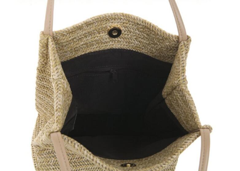 Women's new single shoulder straw bag with bucket bag female casual portable large capacity handbags sac a main bags clutch