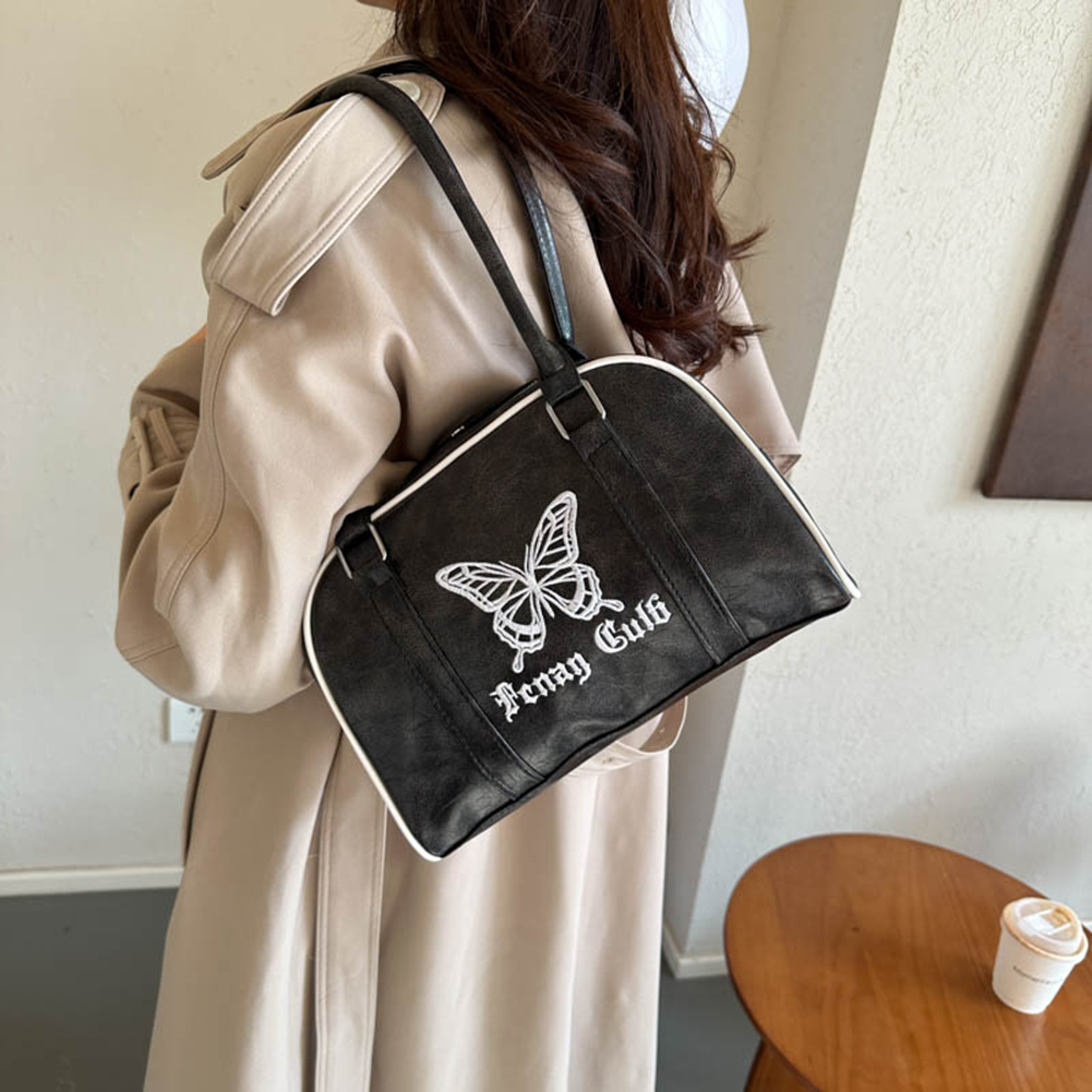 Vintage Y2k Womens Handbag Embroidery Butterfly Elegant Fashion Shoulder Bag Retro Harajuku Exquisite Female Boston Tote Bag