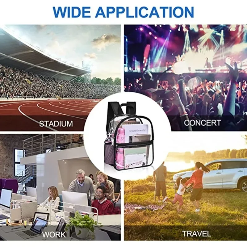 1pc Transparent PVC Backpacks Outdoor Sport Large Capacity Bag