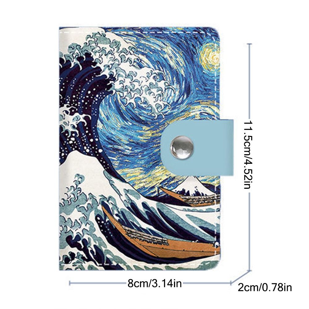 Anti Thief Credit Card Holder Scenery Oil Painting Pu Leather ID Card Holder 24 Card Slots Bus Card Storage Case Universal