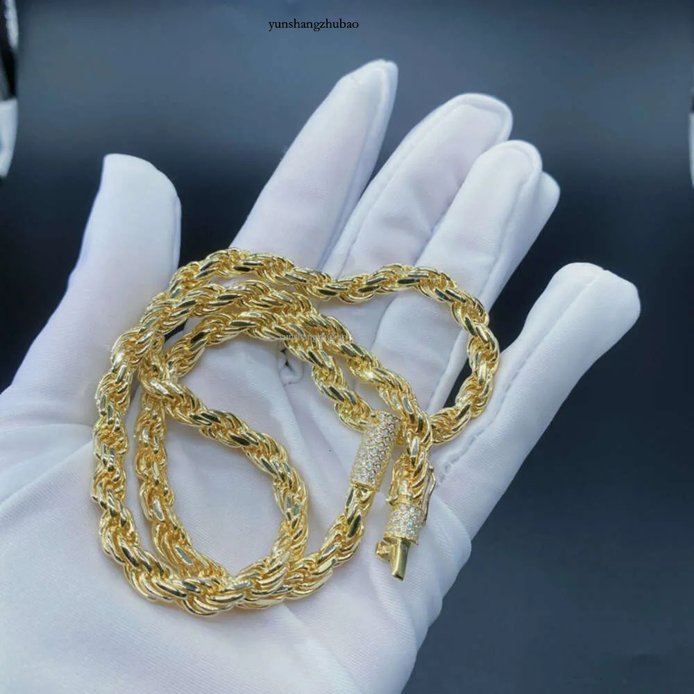Pass Dia Tester 8mm Full VVS Moissanite Iced Out Rope Chain Sterg Sier Men Hip Hop Jewelry Twisted Necklace