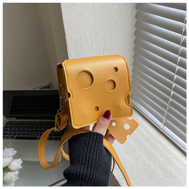 Mini PU Leather Bags Women's Triangle and Square Cheese Shaped Cute Earphone Lipstick Purses Handbags Crossbody Shoulder Bag