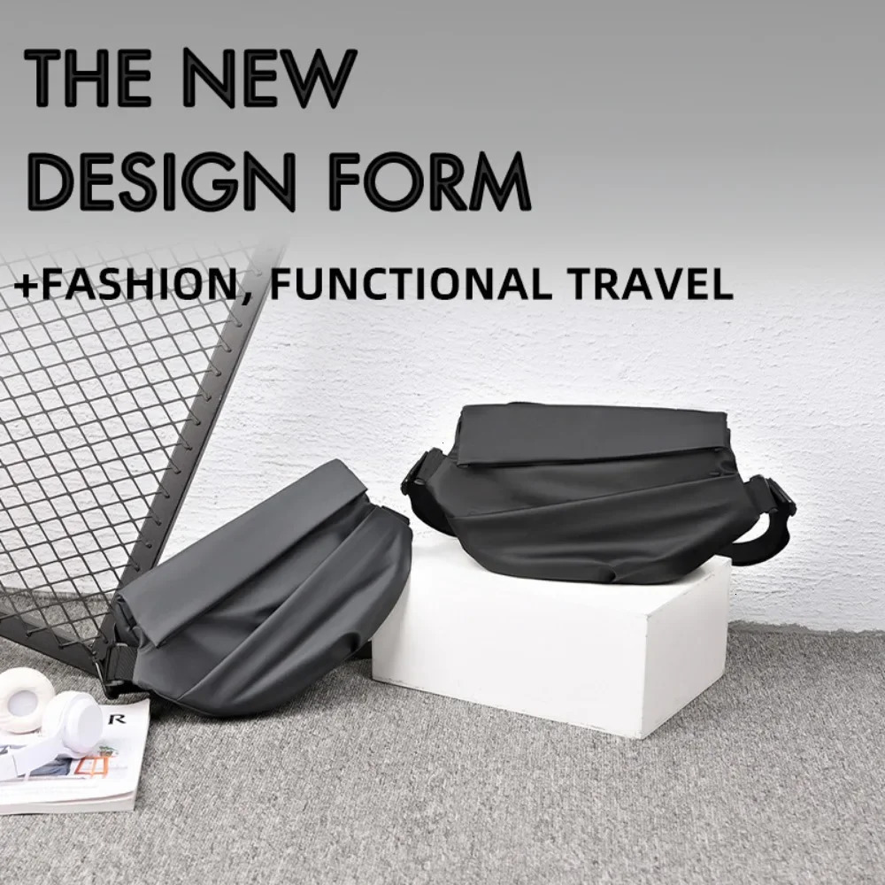 Premium Waterproof Magnetic Buckle Crossbody Bag Personality Fashion Men Messenger Black Minimalist Shoulder Bags 241106