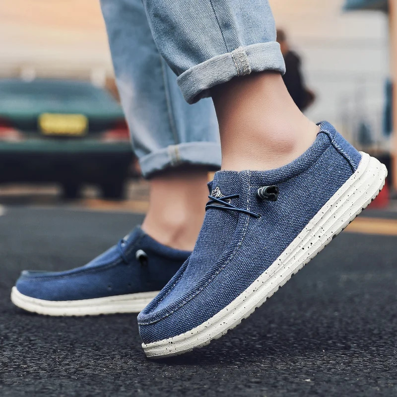 Large Size Outdoor Mens Casual Denim Canvas Shoes Vulcanize Shoes Fashion Style er Breathable Men Sneakers Loafers 241106