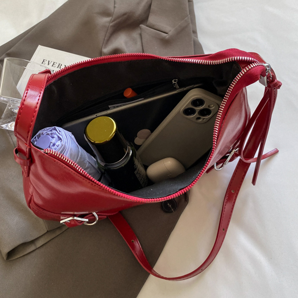 Women PU Stylish Crossbody Bag Adjustable Strap Fashion Shoulder Bag Simple Satchel Purse Zip Closure for Party Vacation
