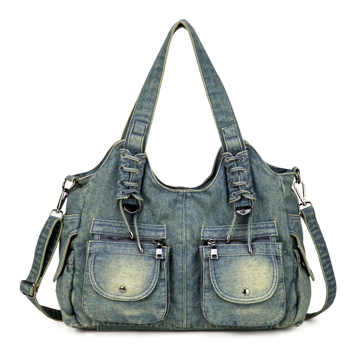 Women's Denim Bag Y2k Vintage Blue Jean Purse And Handbags Crossbody Shoulder Wallet Large Capacity Zipper Style BagVoyage