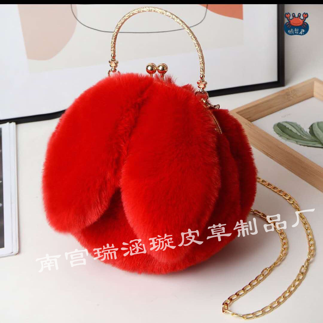 2021 New Women Plush Mini Shoulder Bag Female Messenger Bags Purses Soft Cute Rabbit Ears Crossbody Bags for Women Sac A Main