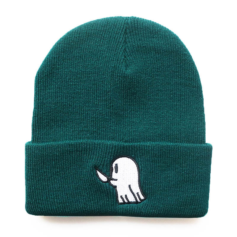 High quality design, Male and female students hip-hop cartoon ghost embroidery knitted woolen outdoor sports warm hats