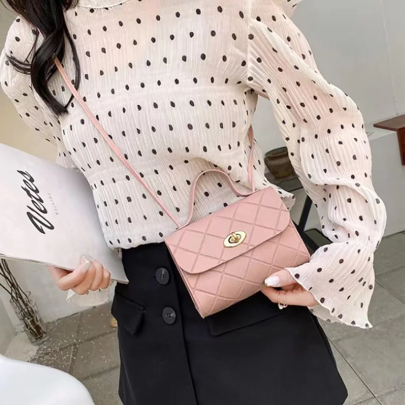 Lingge Women's Messenger Bag Fashion Luxury Phone Bag PU Leather Small Shoulder Bag Designer Popular Handbag Women Coin Purse
